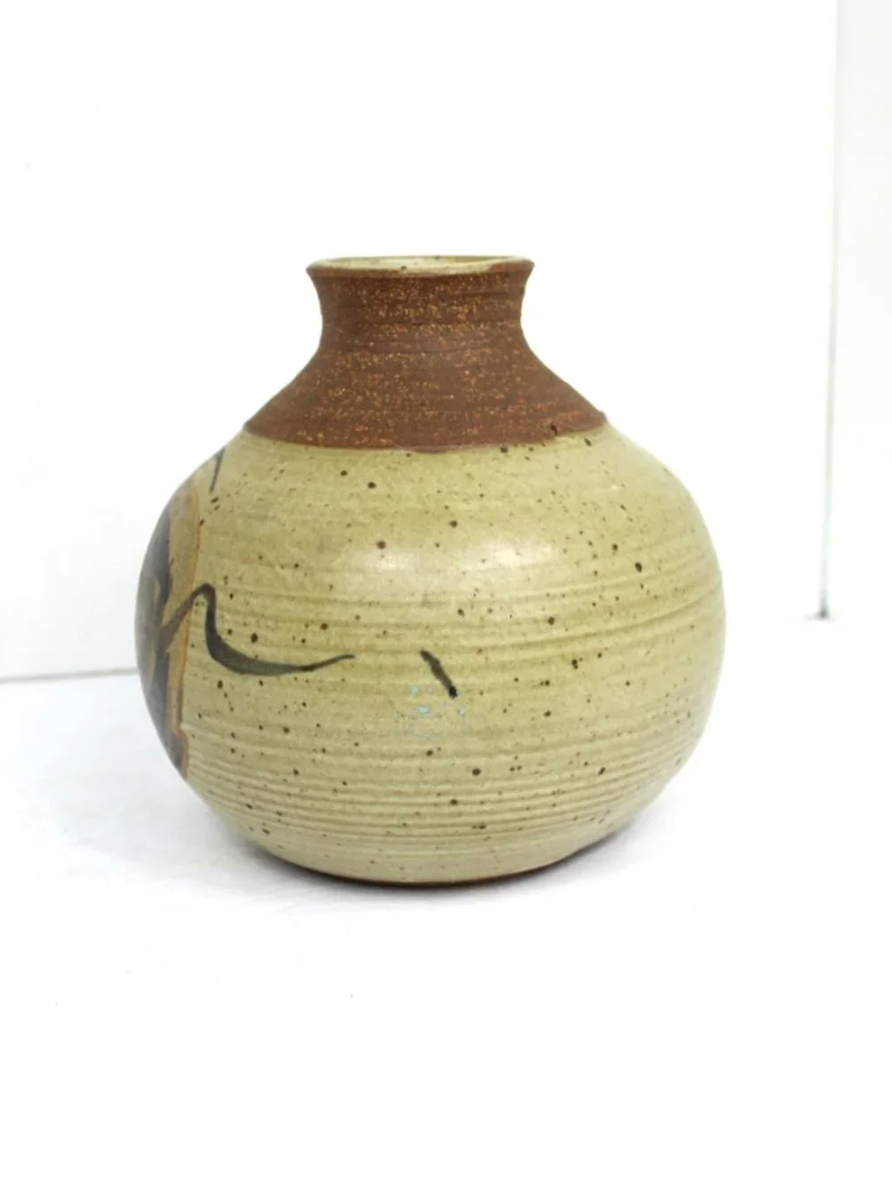 MCM Globular Earth/Stoneware Vase Signed 